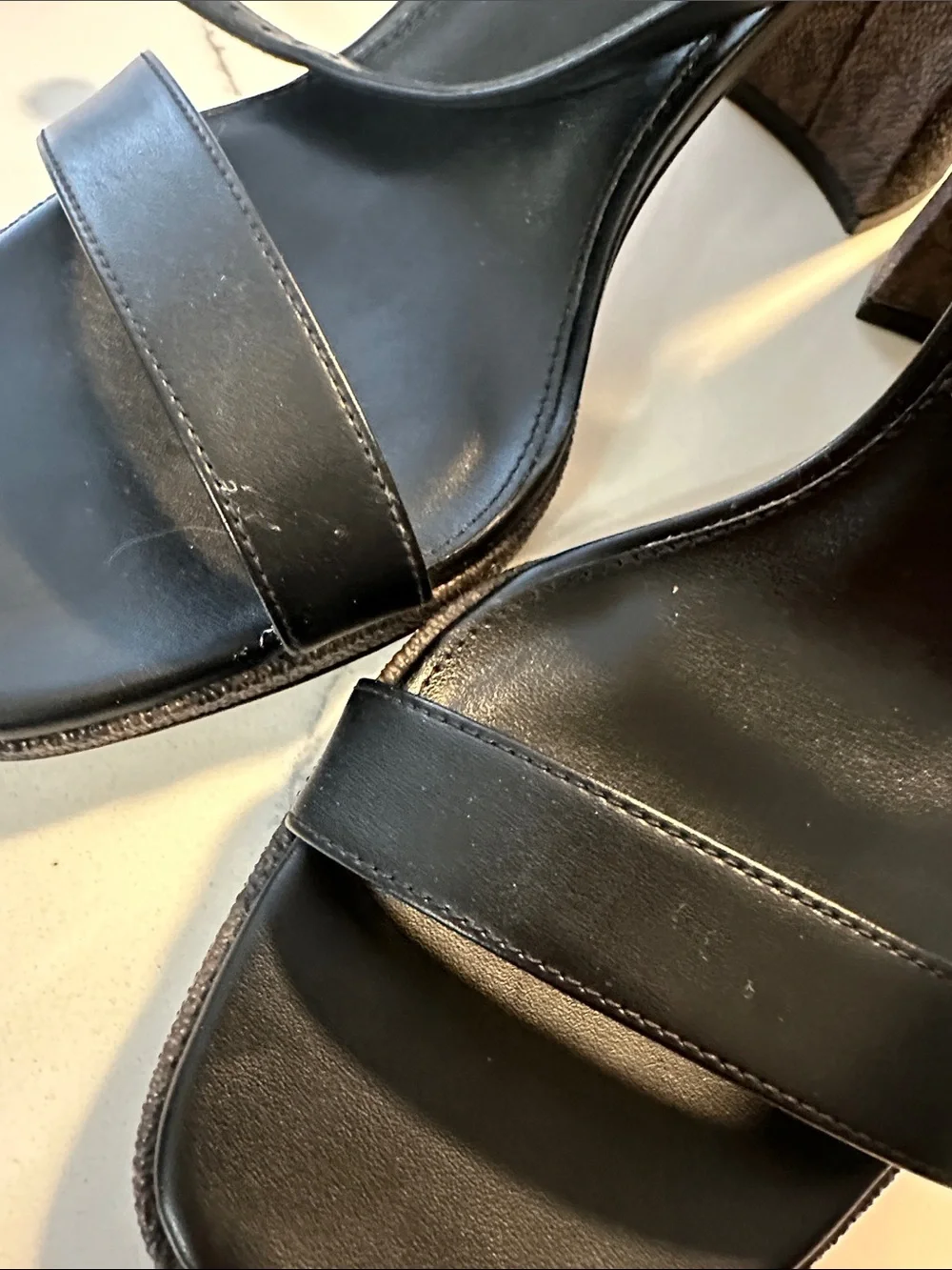 Michael Kors Black Leather Ankle-Strap Block Heels